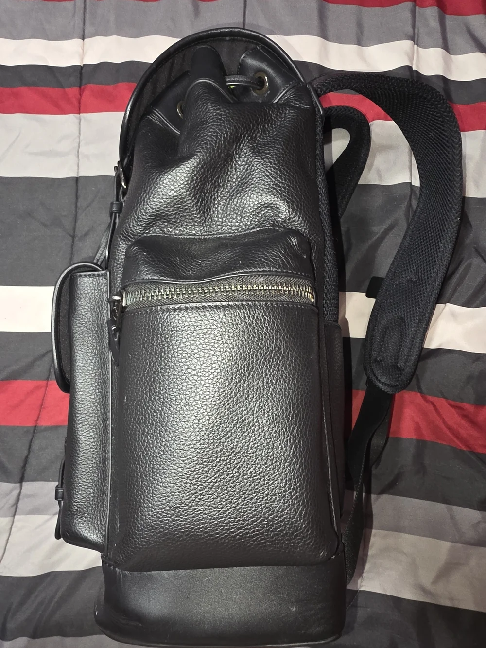 Coach Men’s Black Leather Trail Backpack